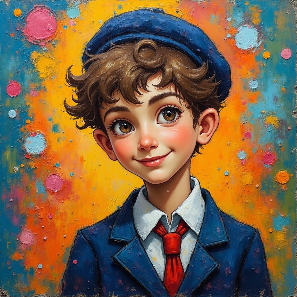 Smiling Jewish Boy in Vibrant Colors