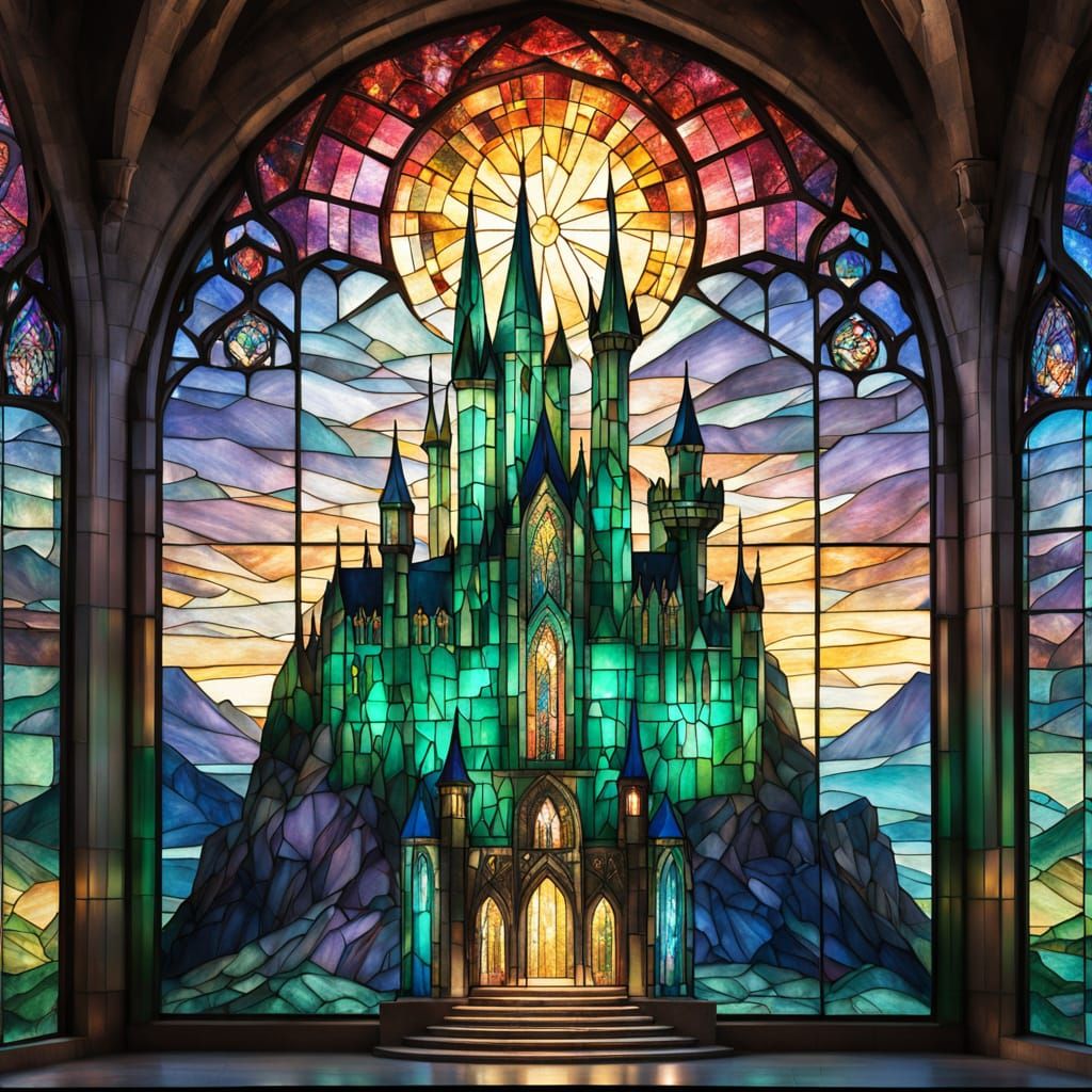 Stained Glass Castle on Emerald Mountain