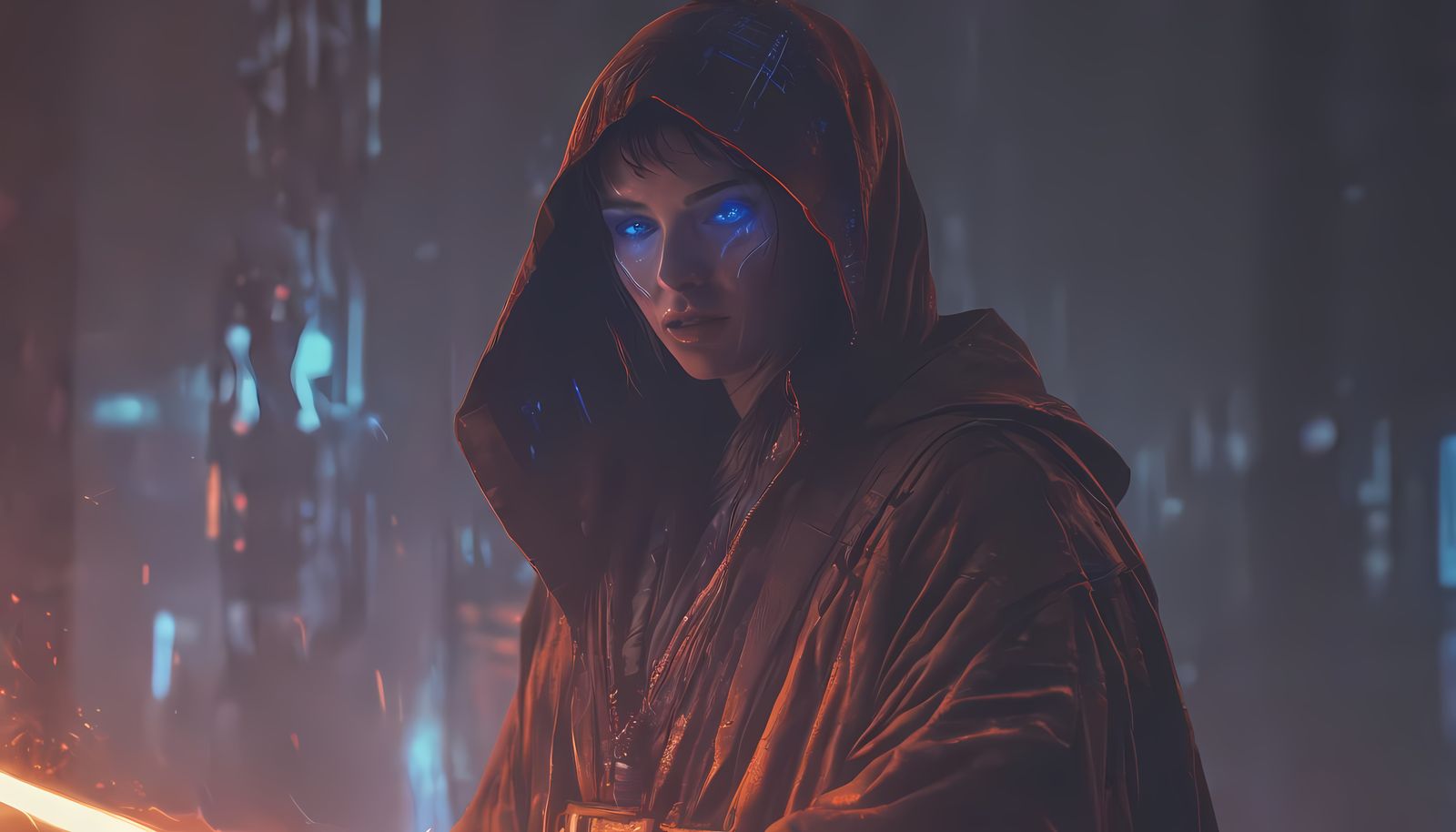 Cyberpunk Battlemage Ready to Strike