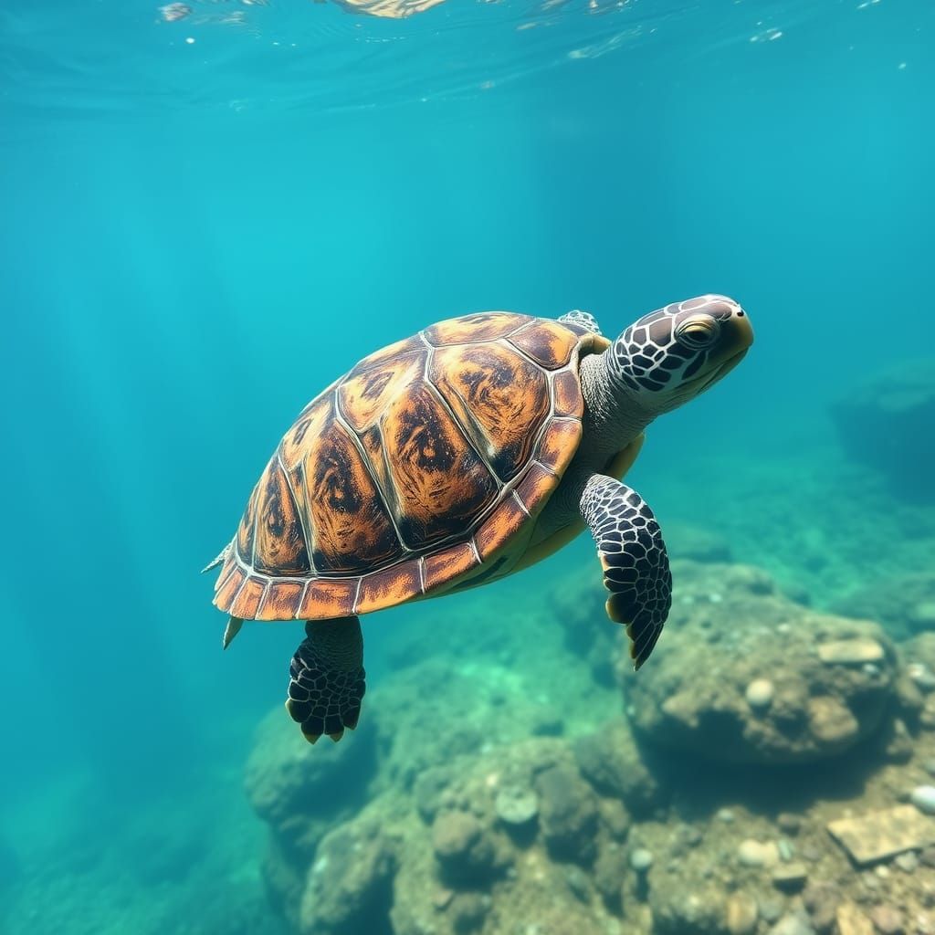 A Majestic Turtle in a Vibrant Artistic Style