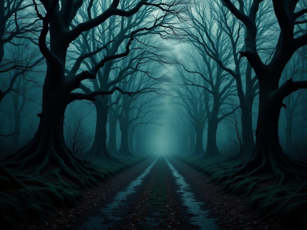 Eerie Haunted Forest with Liminal Space and Dark Aura