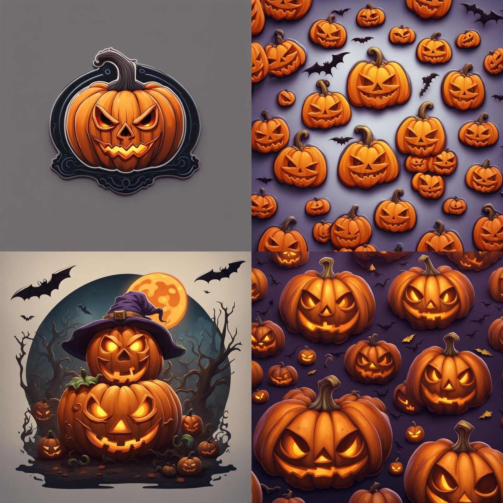 Halloween Pumpkin Sticker Design in Detailed Matte Style