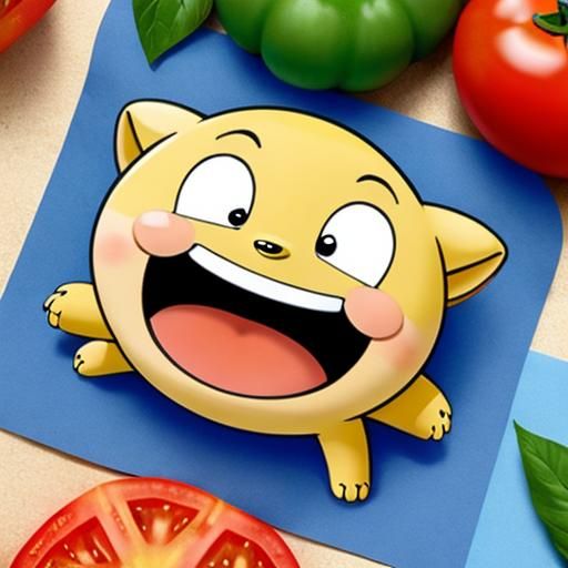 Joyous Cartoon Tomato Stickers in Chibi Style