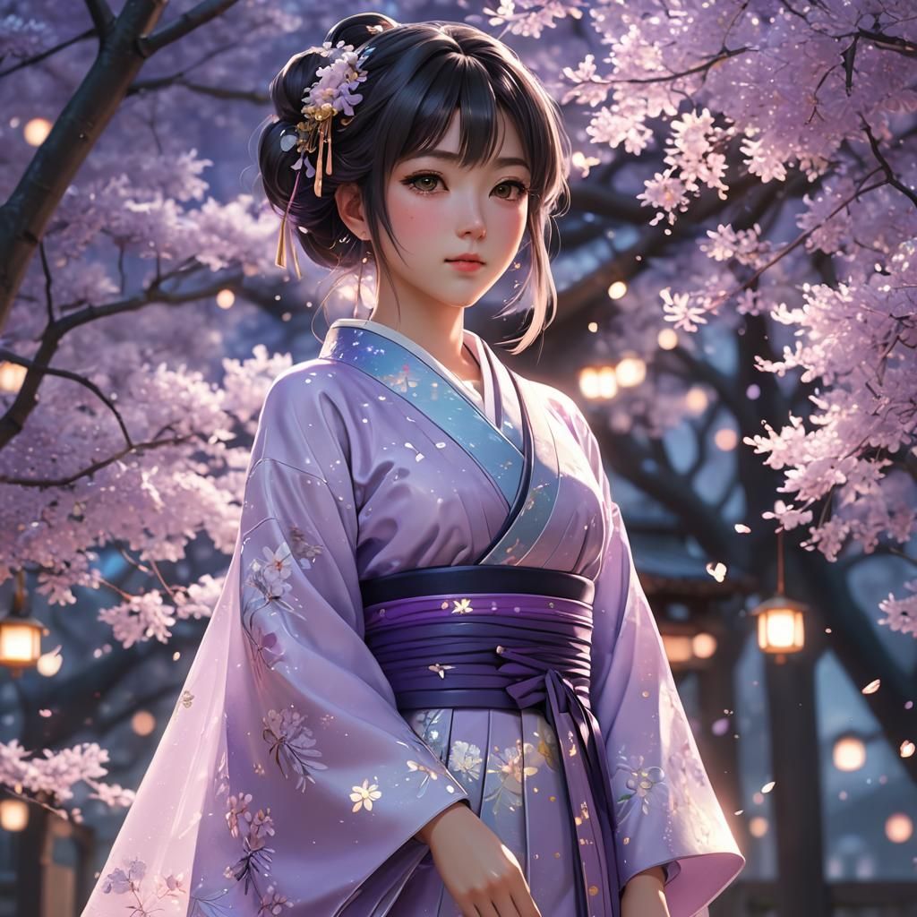 Anime Japanese Woman in Pastel Dress, 8k