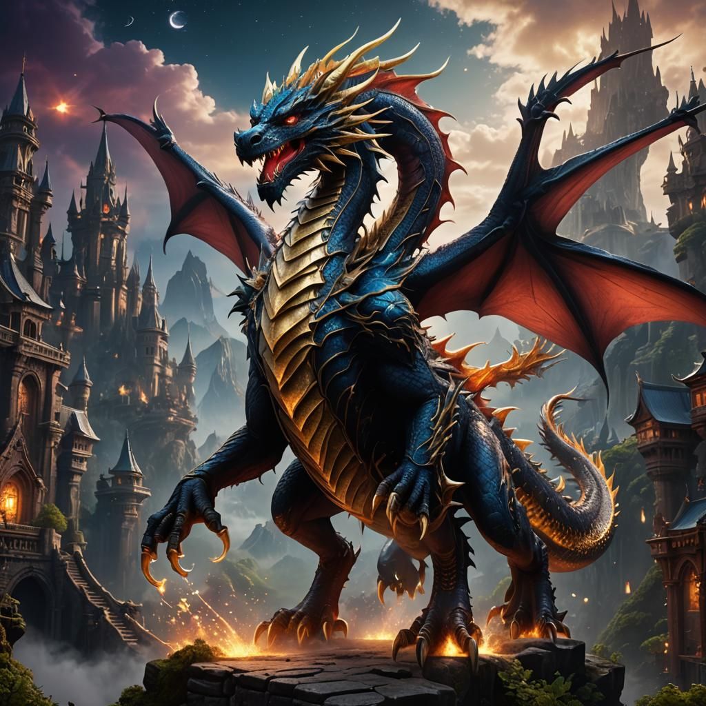 Fantastical Star Dragon in Detailed Digital Painting