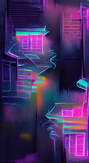 Neon Holographic Alleyway in Cyberpunk Style