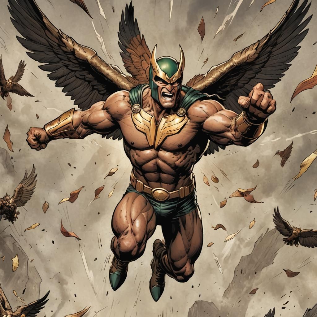 Hawkman Mid-Flight Apprehending Assailant