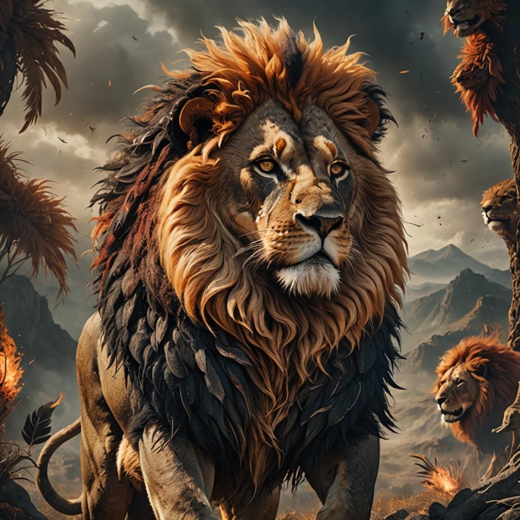 Fiery Lion: A Digital Matte Painting