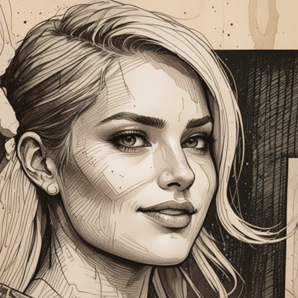 Young Girl in Golden Hour Glow, Comic Book Art Style