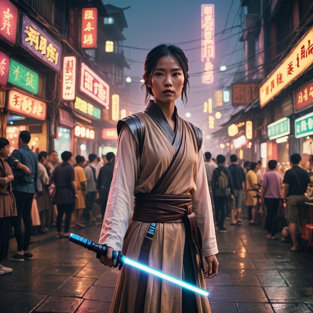Taiwan as Jedi Knight in Neon Taipei