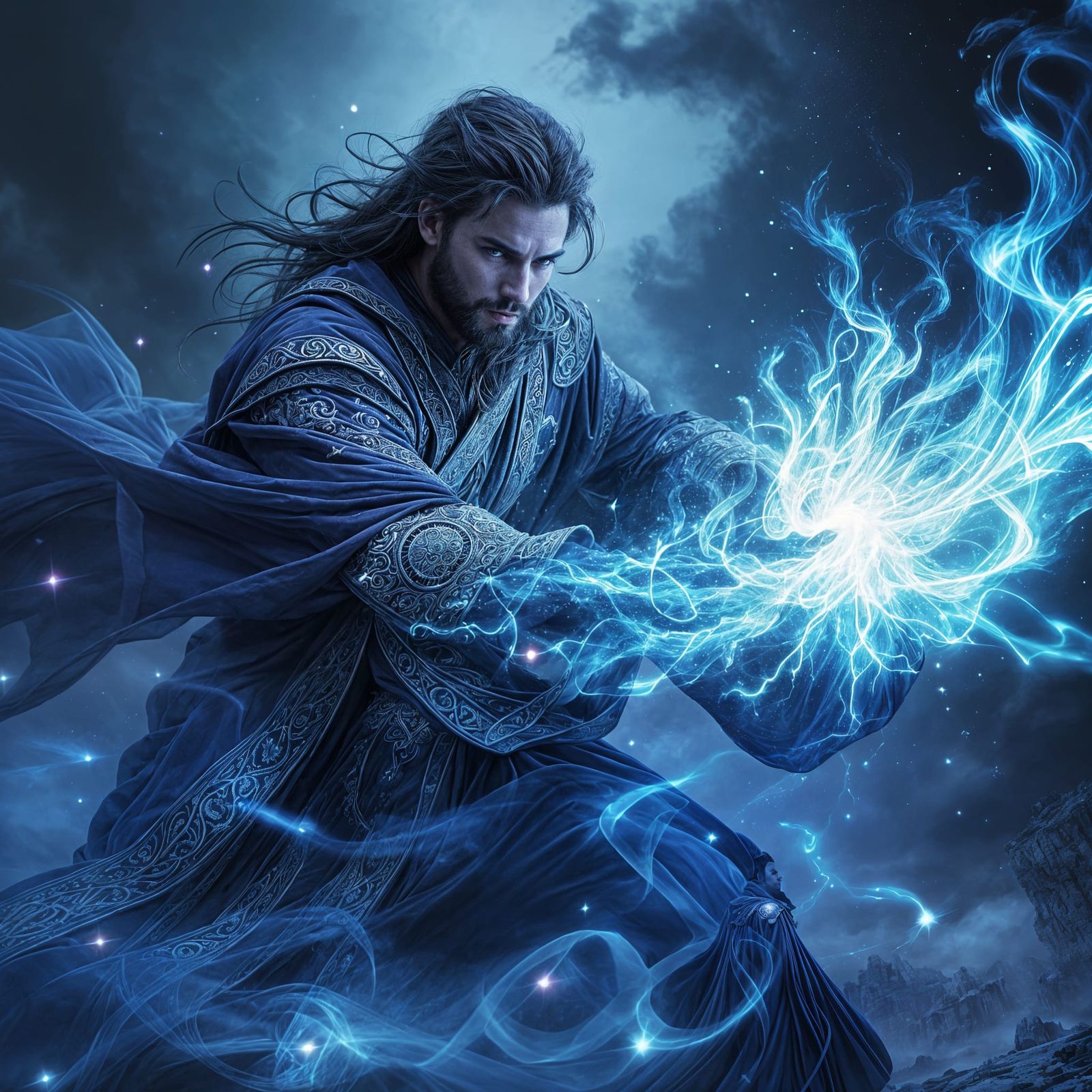 Stunning Azure Blue Archmage Battles Lichmage in Epic Digita...