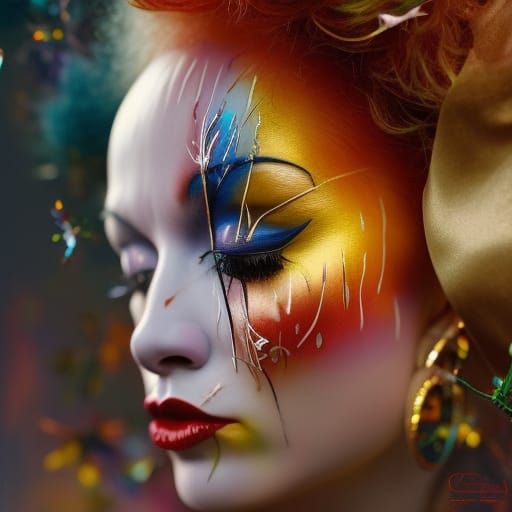 Depressed Clown Portrait in Chiaroscuro Style