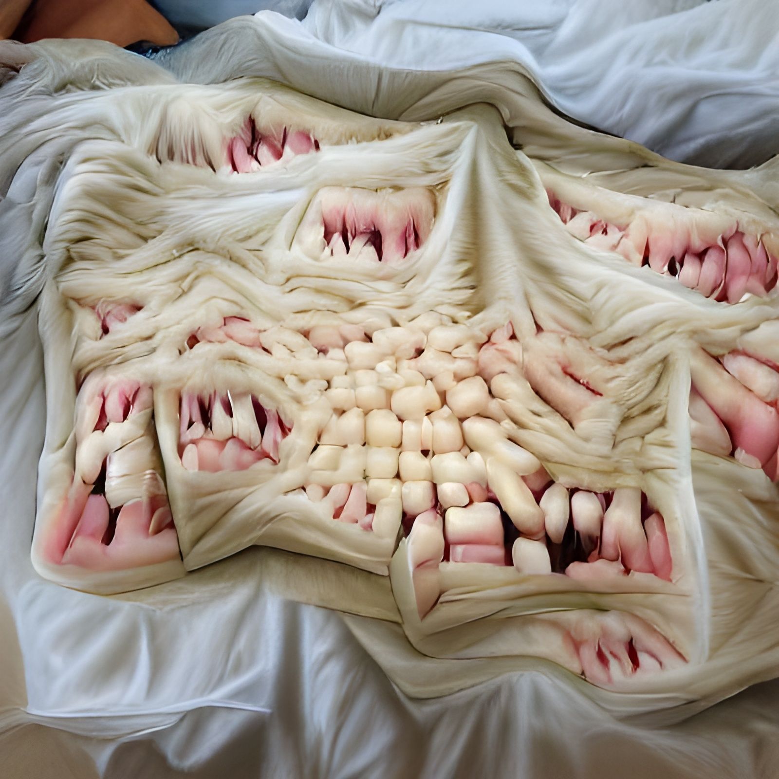 Disturbing Blanket Made of Human Teeth