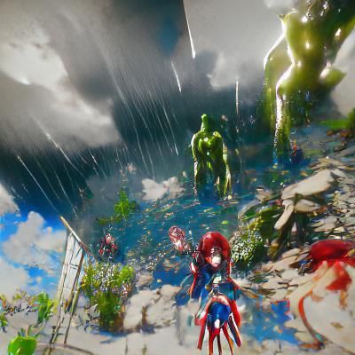 Anime Demons Washed by Divine Rain