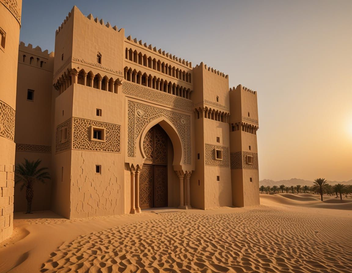 Ancient Arabic Architecture in the Golden Hour of Al Ain