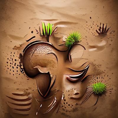 Abstract African Mud Art in Earth Tones