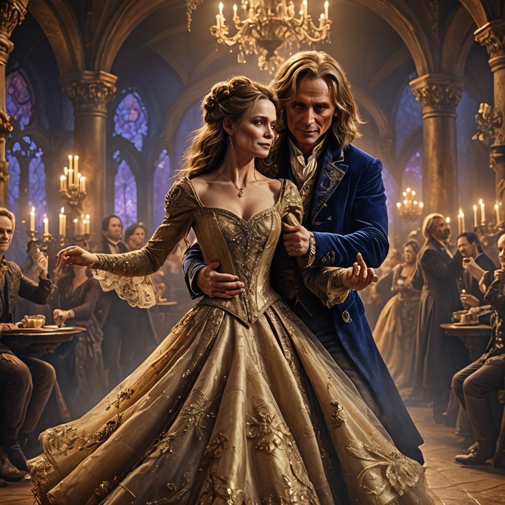 Fantasy Wedding Night Dance in Digital Matte Painting Style