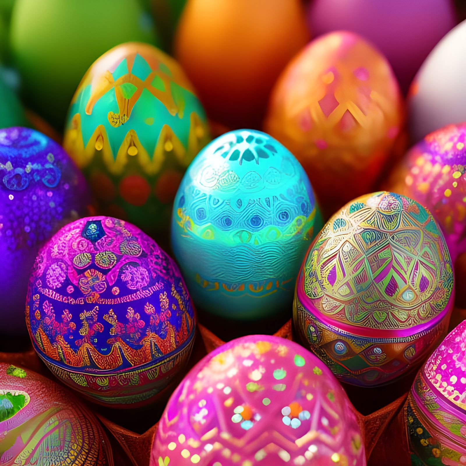 Psychedelic Easter Eggs with Jeweled Filigree