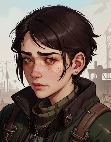 Grumpy Halfling Portrait with Industrial Textures