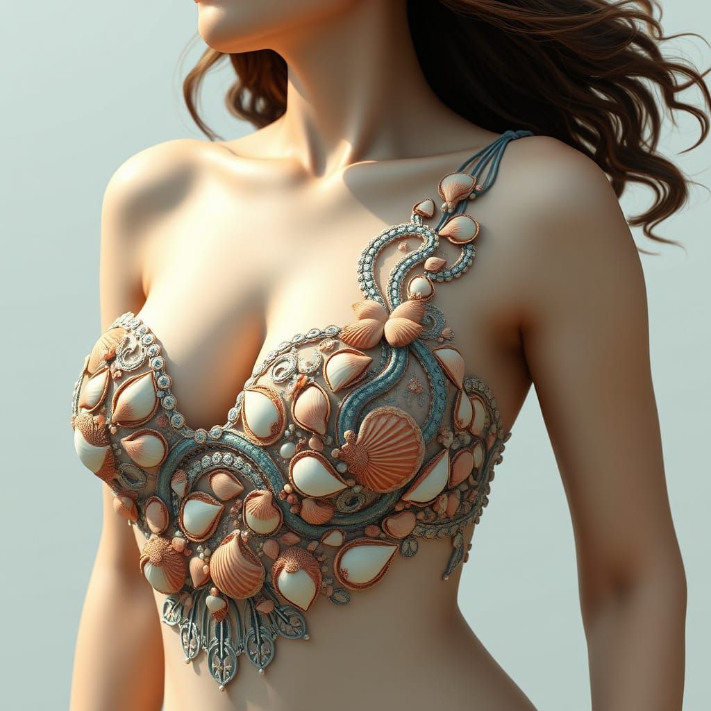 Seashell Goddess in Art Nouveau Style