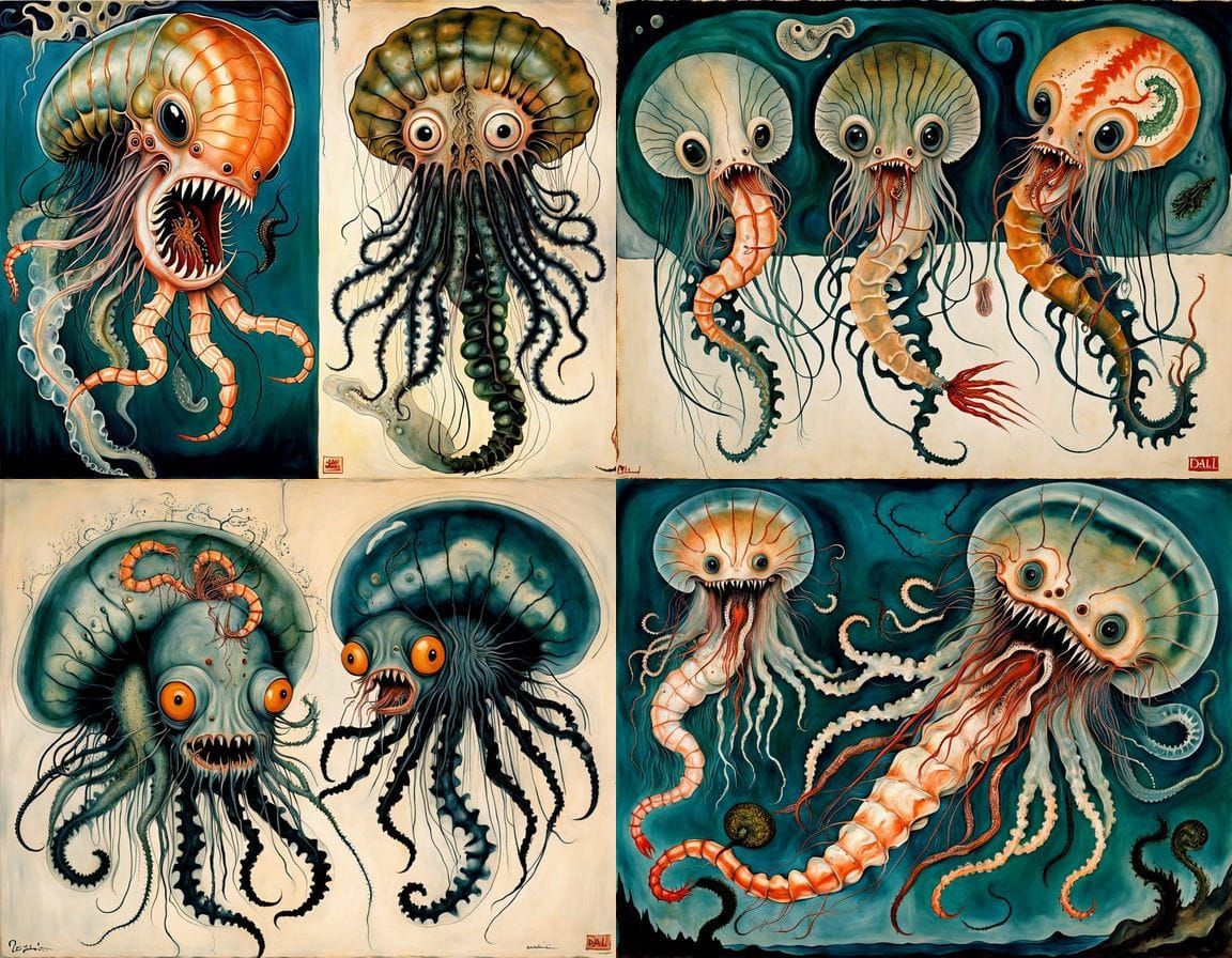 Surreal Indian Art Horror with Jellyingfish and Human Entrai...