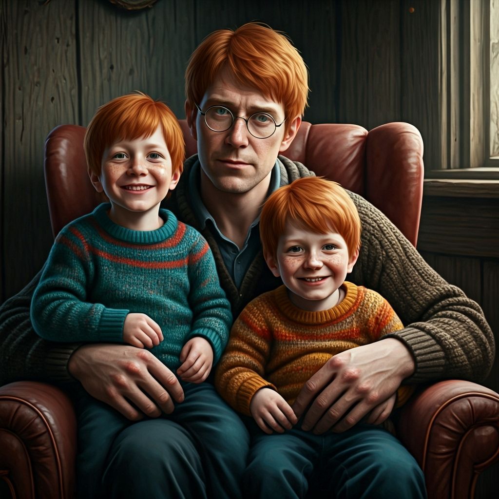 Arthur Weasley with Young Fred and George