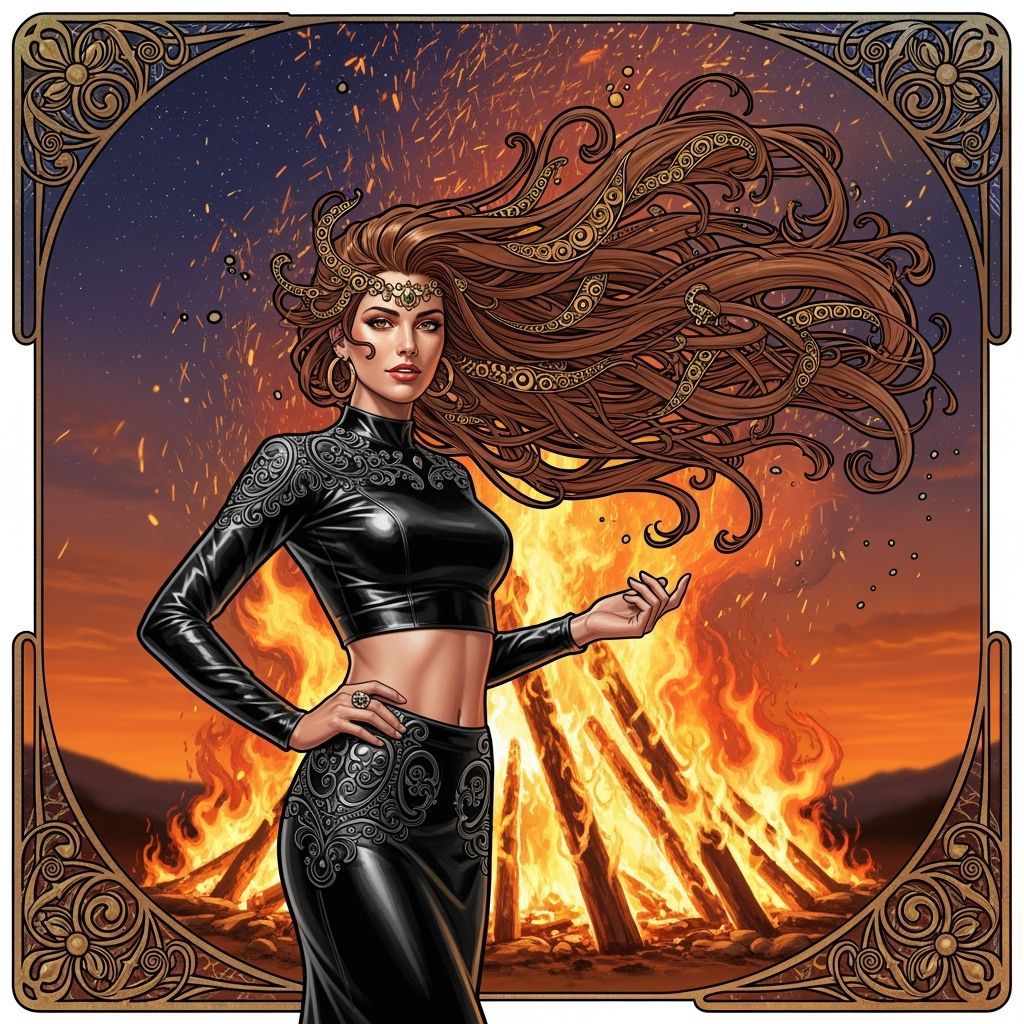 Bonfire Beauty in Art Nouveau Style