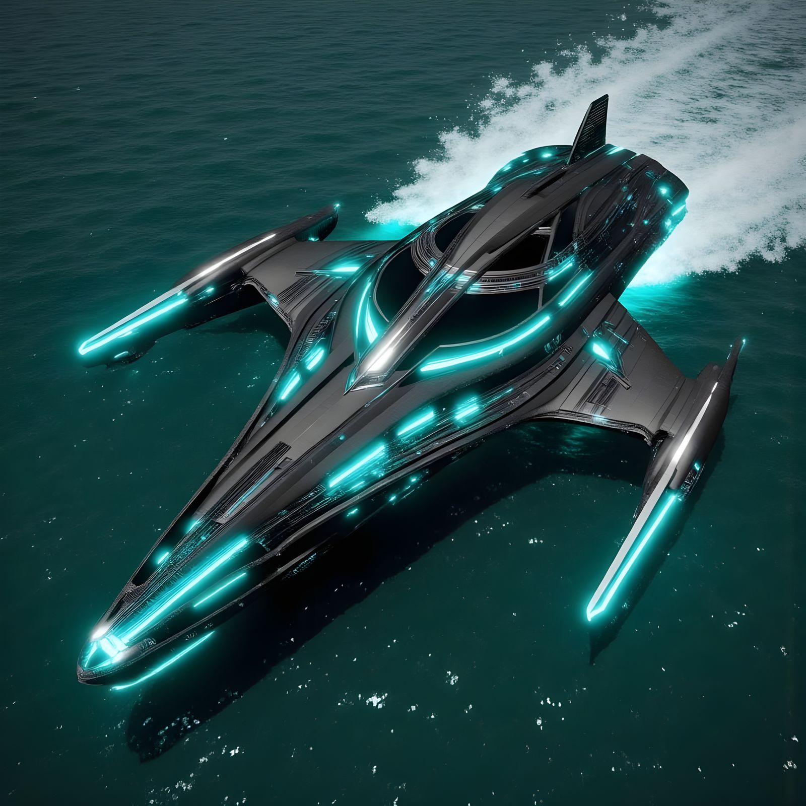 Avant-Garde Racing Catamaran Sailing in Stormy Sea