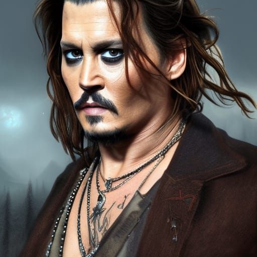 Detailed Portrait of Johnny Depp in Fantasy Art Style