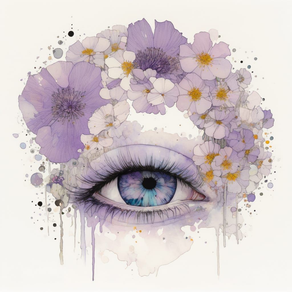 Pastel Purple Blossom in Whimsical Watercolour