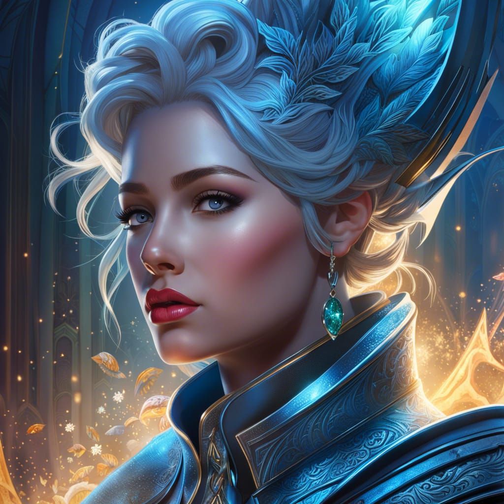 Icy Knight with Intricate Armor in Digital Painting