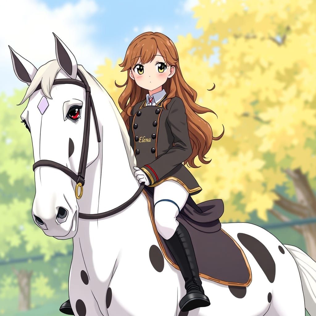 Girl on Horse in Anime Style