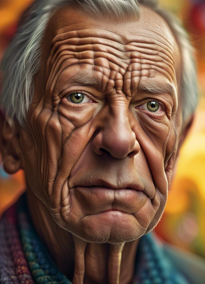 Detailed Portrait of Elderly Man in Natural Light