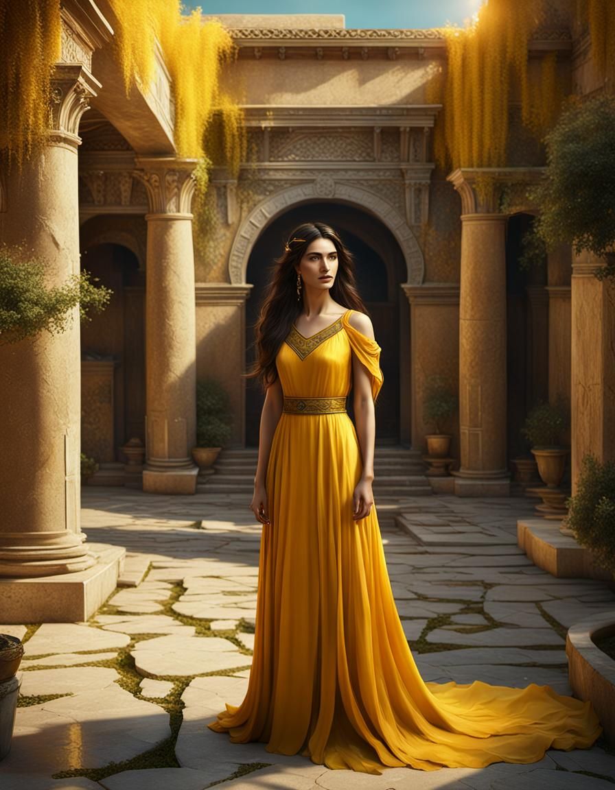 Ancient Greek Woman in Flowing Gown