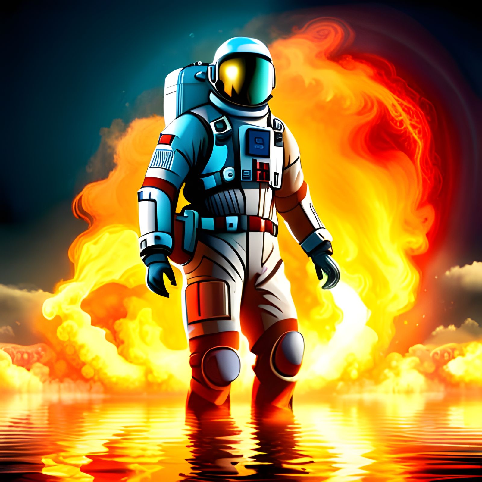 Burning Astronaut in the Ocean!