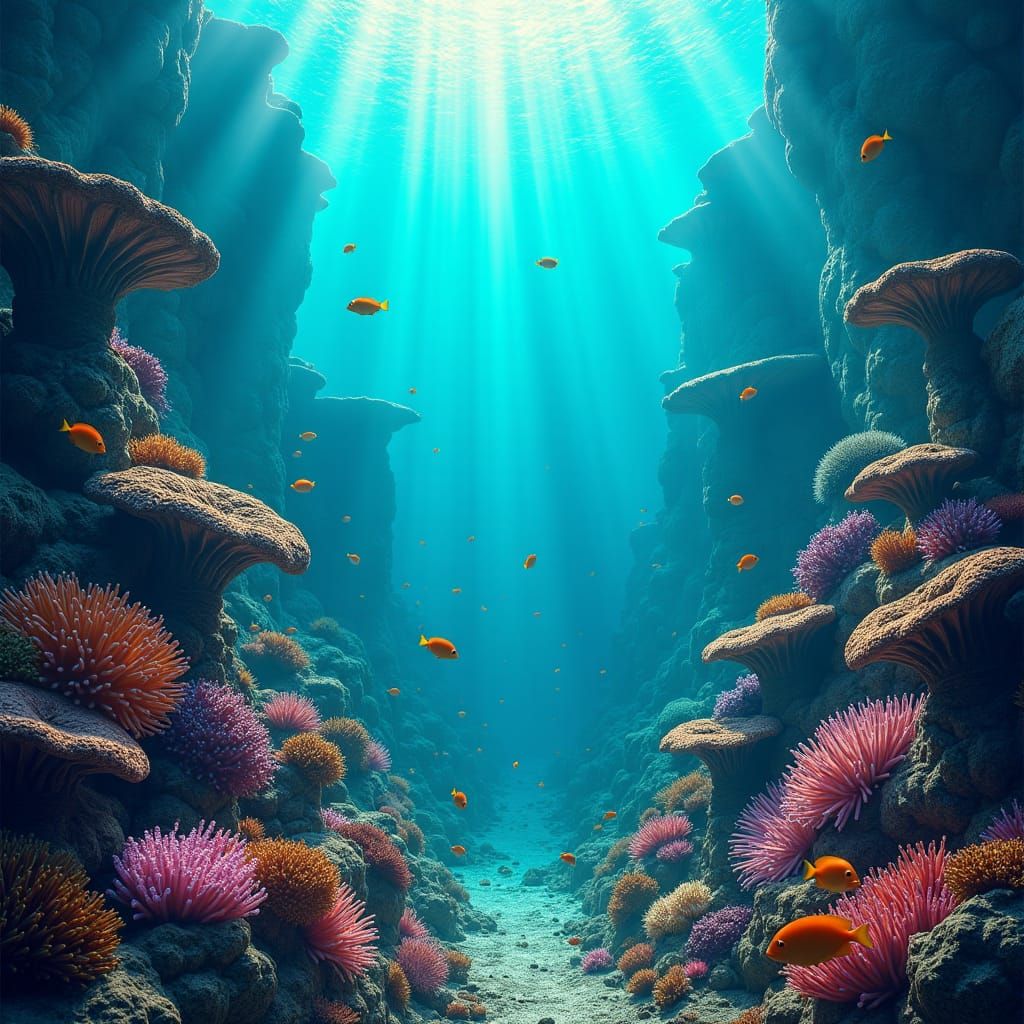 Vibrant Coral Reef in Futuristic Style