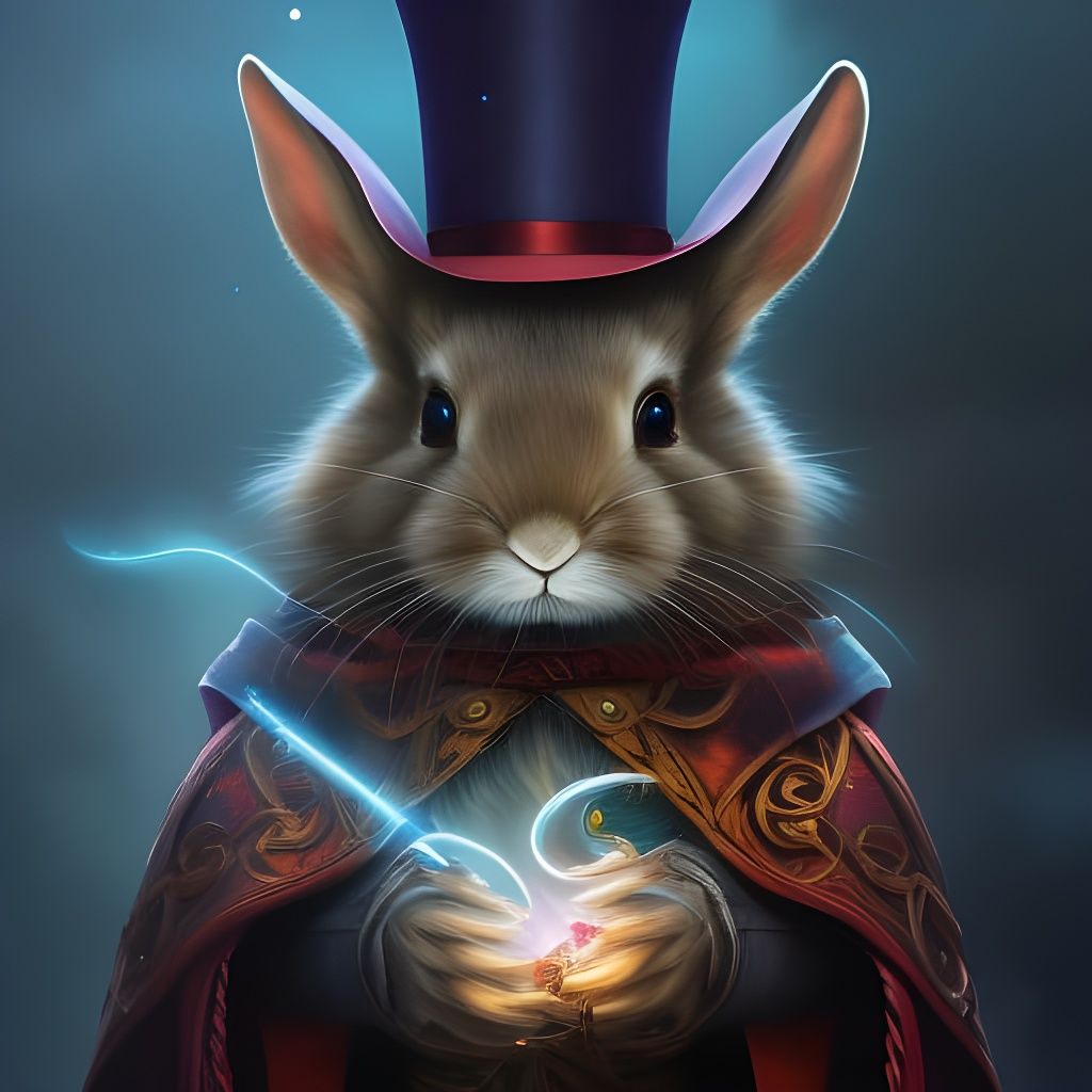 Detailed Rabbit Magician Portrait in Fantasy Style