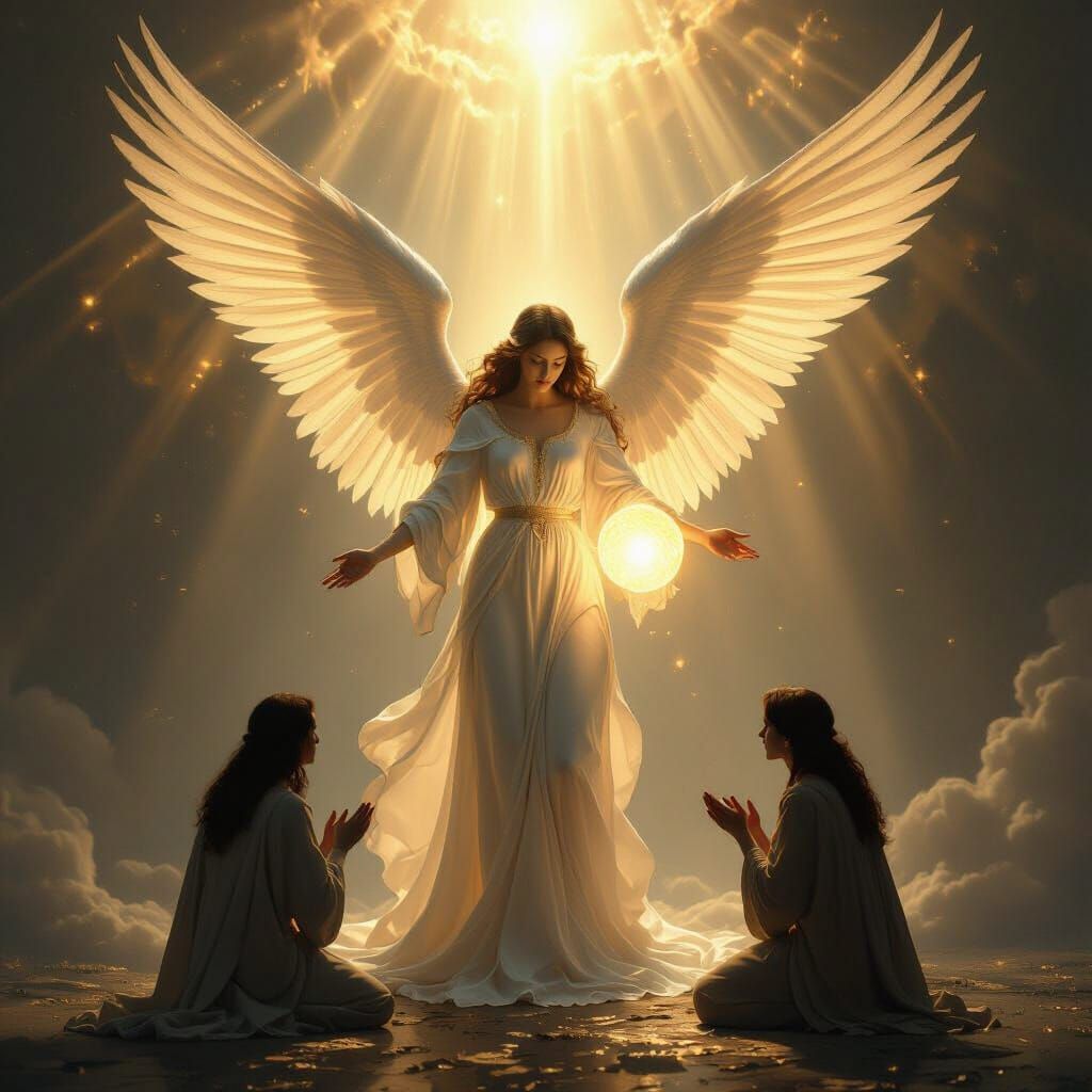 Angel Descends, Blessing Earth with Divine Light