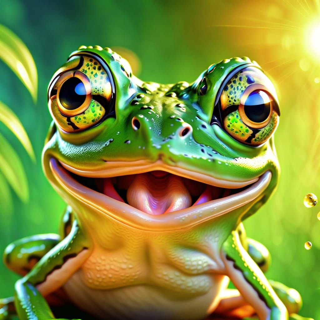 Surprised Frog in Vibrant Digital Art