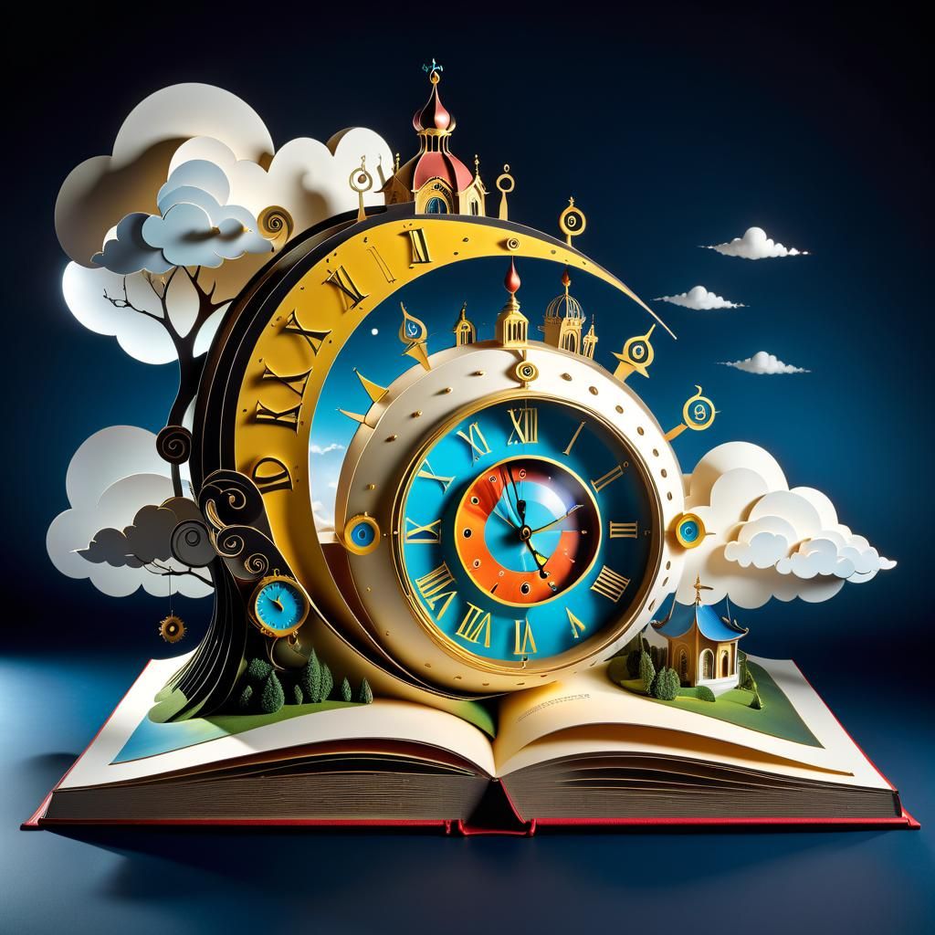 Pop up book - Surreal clock