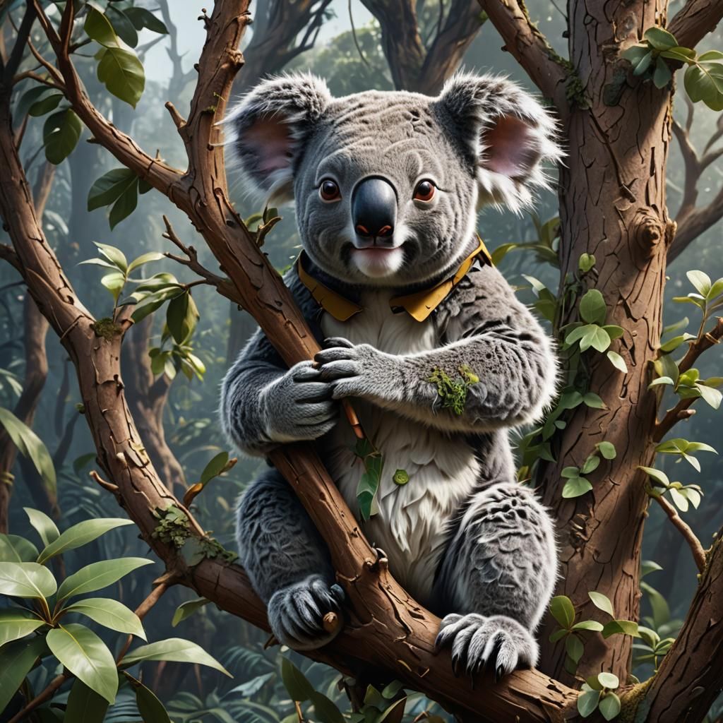 Koala at Work in Detailed Matte Painting
