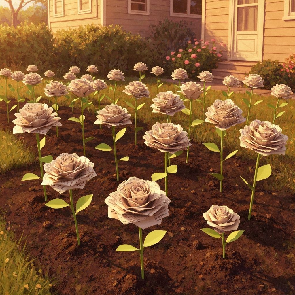 Whimsical Paper Rose Garden in Impressionist Style