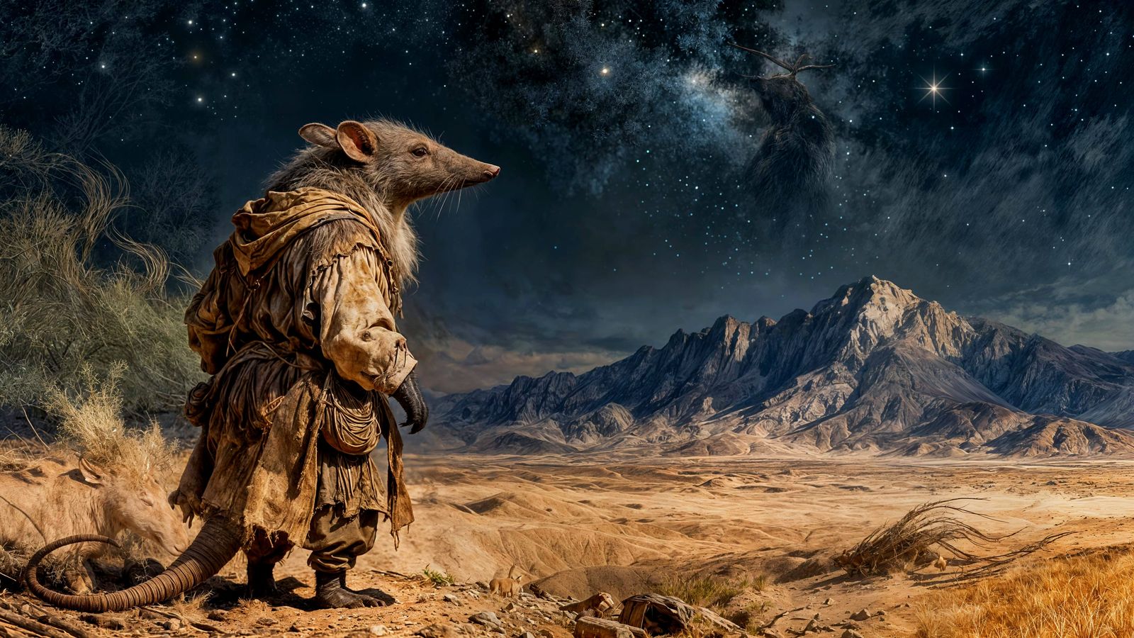 Aardvark on a Journey in Old-Fashioned Clothes