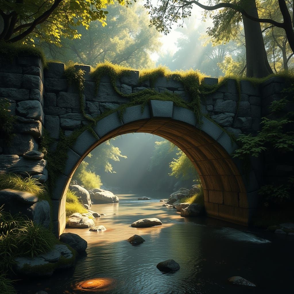 Enchanted Forest Bridge in Vibrant Colors