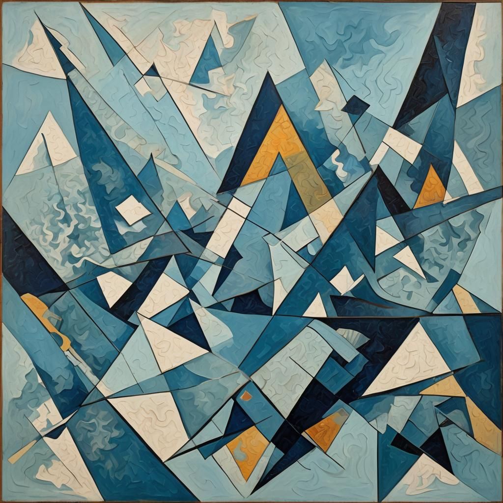 Abstract Cubist Art with Water, Fire, Earth and Wind