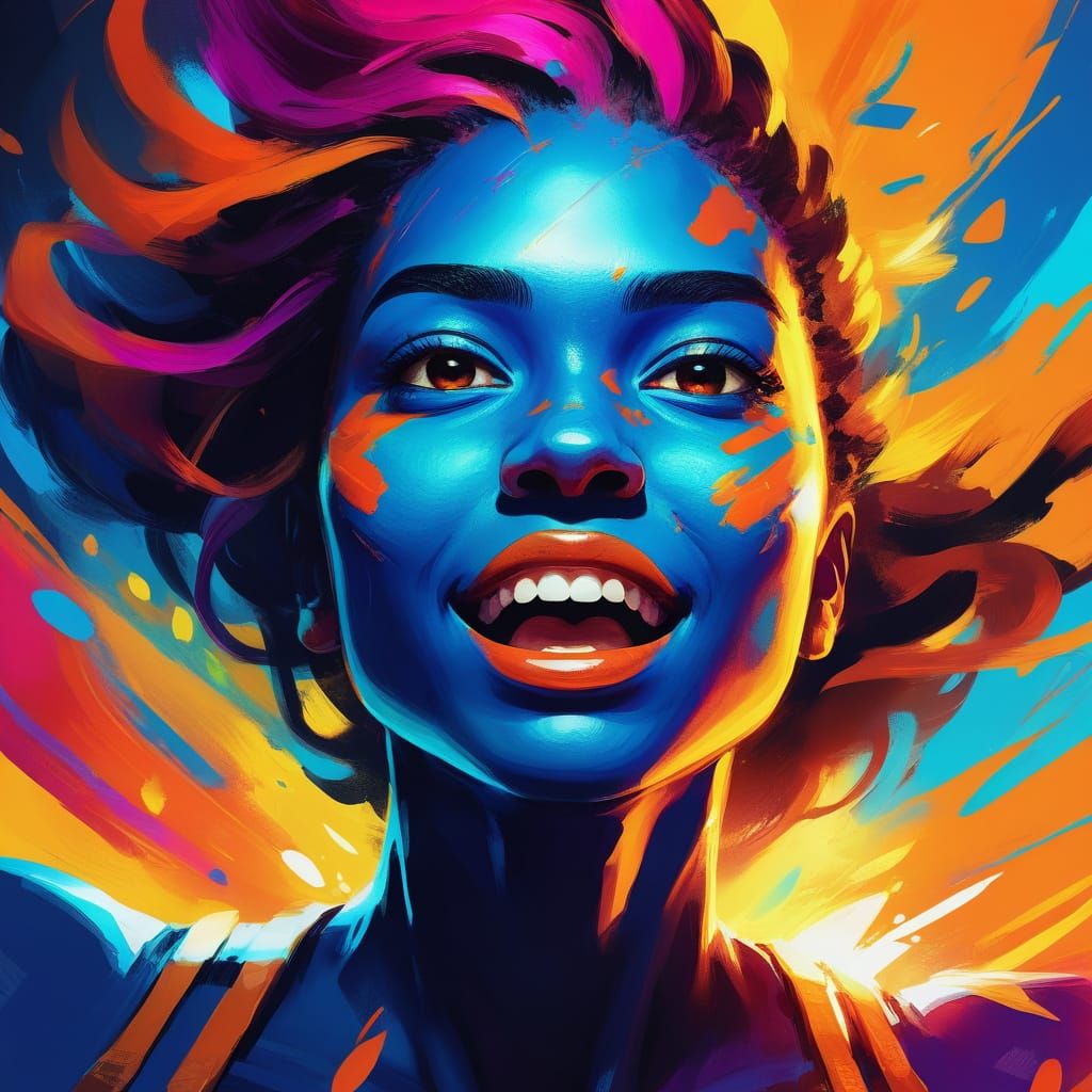 Excited Digital Avatar Concept Art in Vibrant Colors