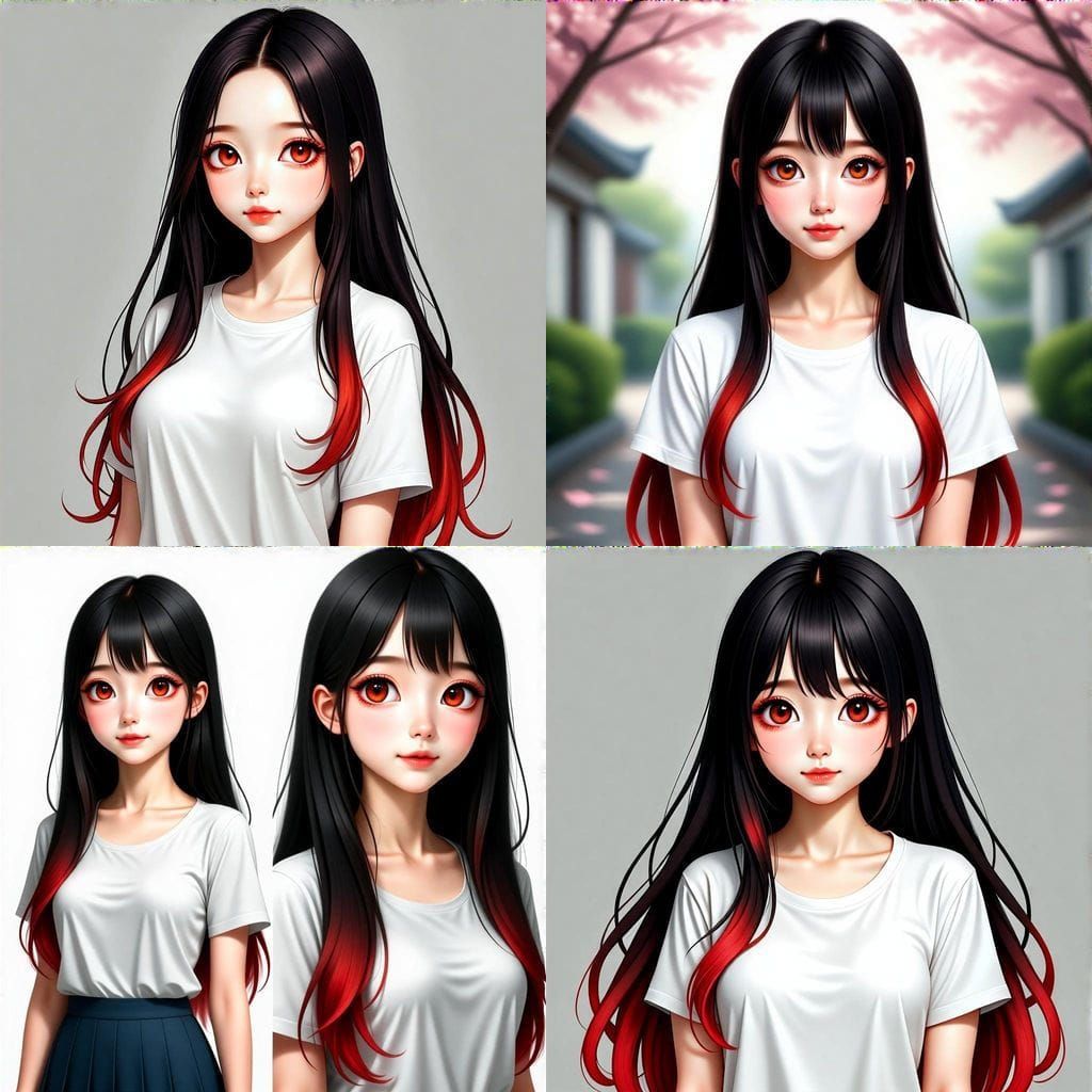 Charming Anime Student in Sunny Courtyard