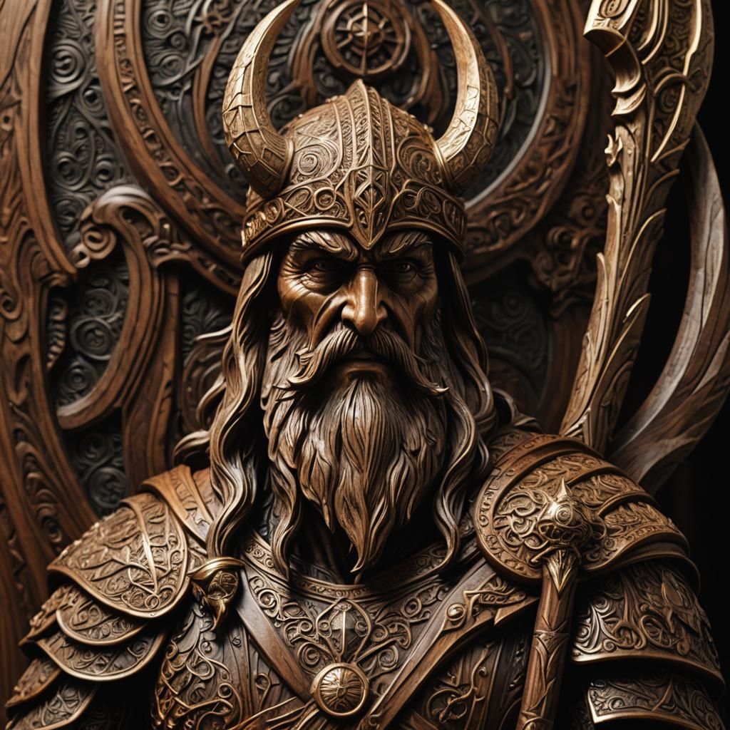 Odin Sculpture Holding the Spear of Omnipotence
