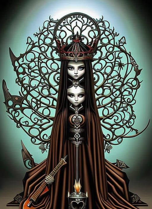 Whimsical Holy Grail Tree with Skull: Digital Art