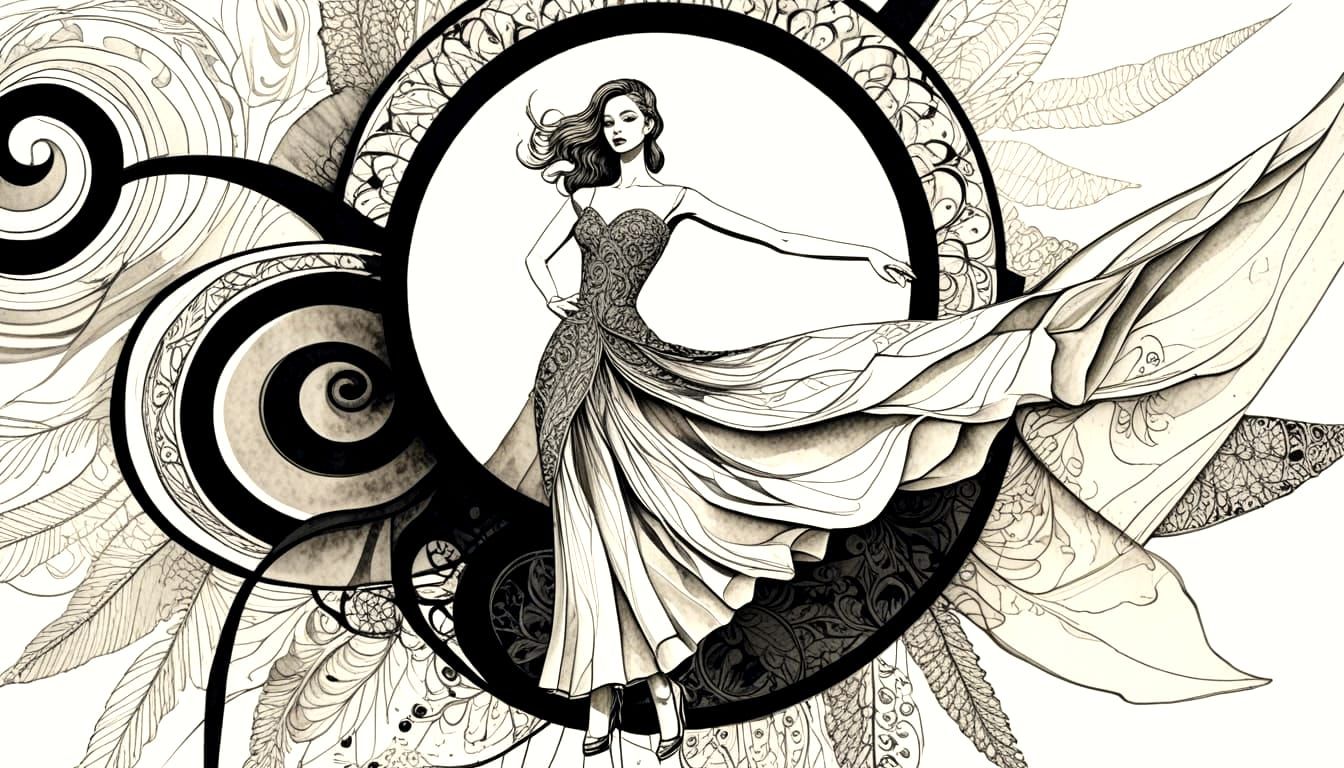 Elegant Dancer in Couture Embroidery